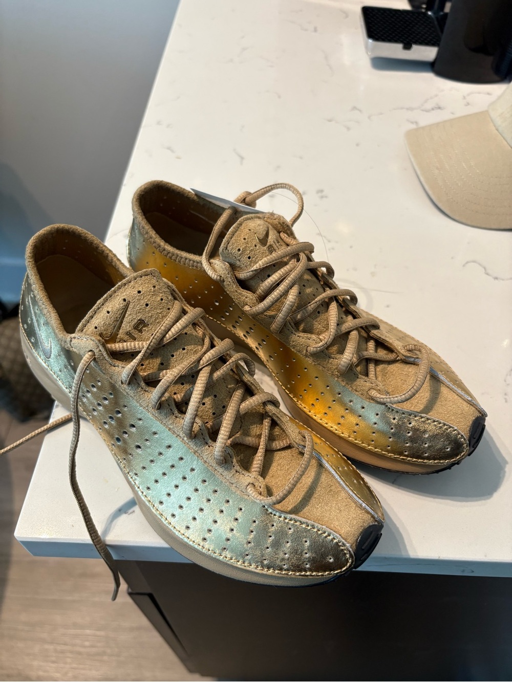 Nike air max super fly Women’s Metallic Gold and Beige Casual Sneakers